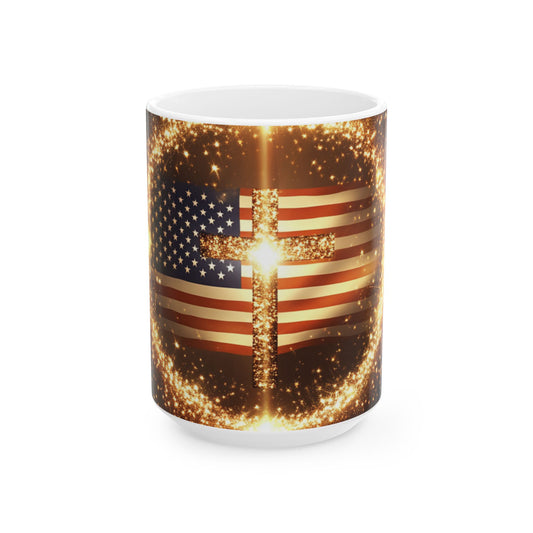 Founders Circle Ceramic Mug | Inspirational Coffee Cup | USA Flag Design | Perfect for Holidays, Gifts, and Everyday Use