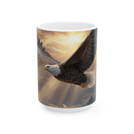 Patriots of Courage Ceramic Mug - Nature Lover Gift, Wildlife Decor, Coffee Mug for Bird Enthusiasts, Imagery of Freedom, Nature Coffee Cup