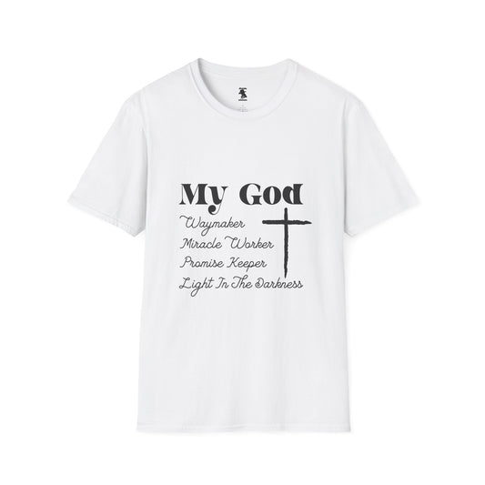 Inspirational Christian T-Shirt - My God Waymaker, Miracle Worker, Promise Keeper