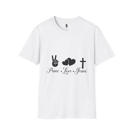 Peace Love Jesus T-Shirt | Unisex Softstyle Tee for Faith & Unity