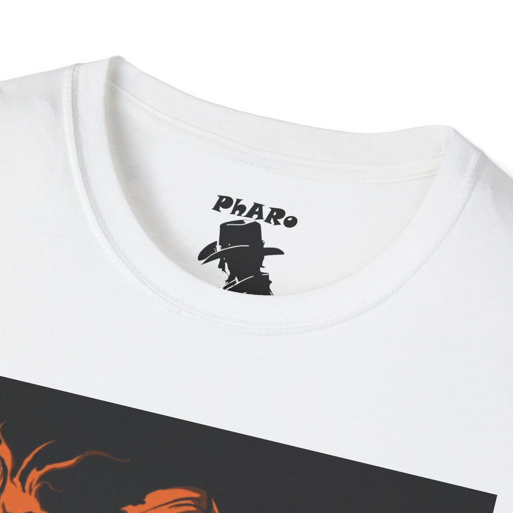 Unisex Softstyle T-Shirt - Orange Nunchuck Bold Graphic Design