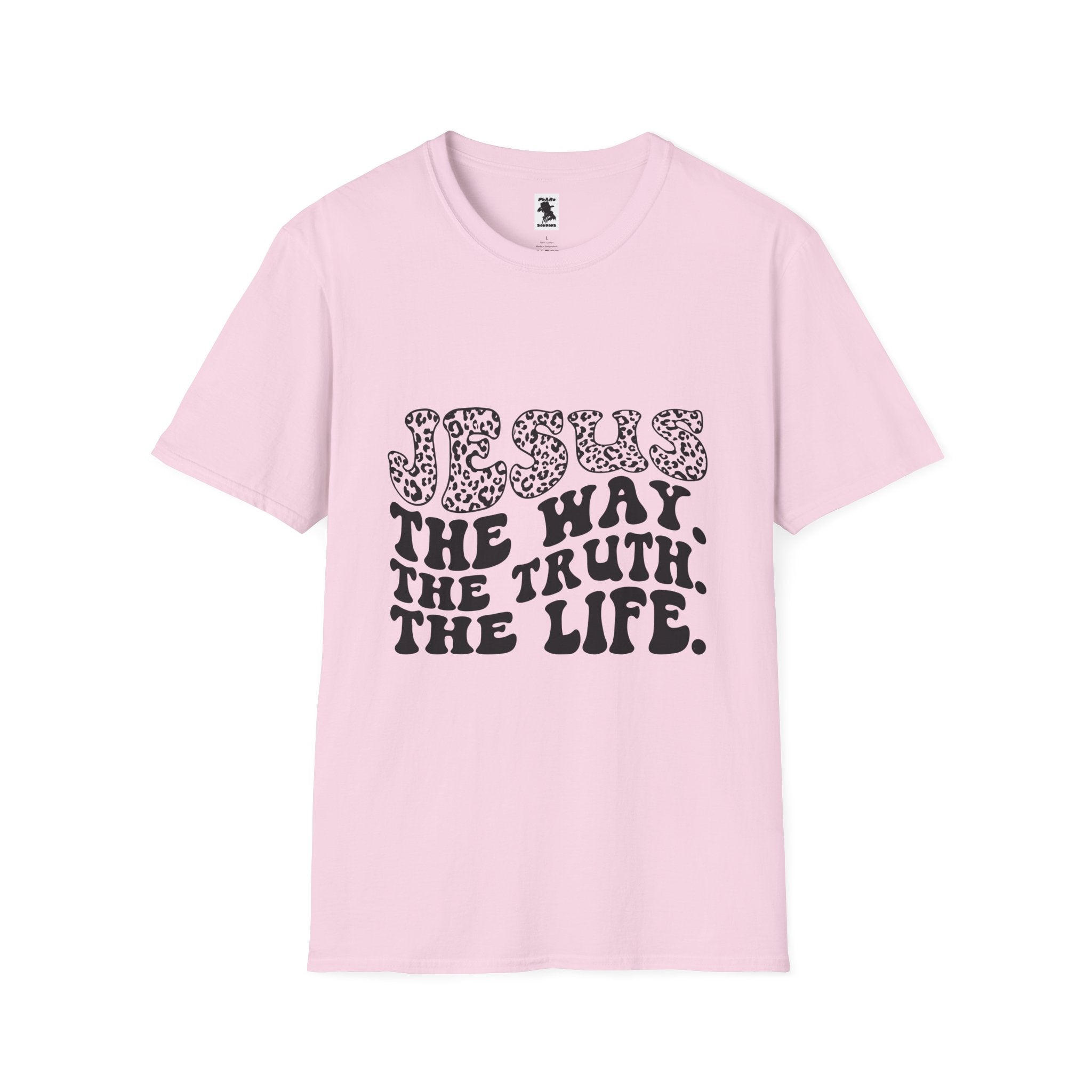 Inspirational Unisex Softstyle T-Shirt: 'Jesus - The Way, The Truth, The Life'