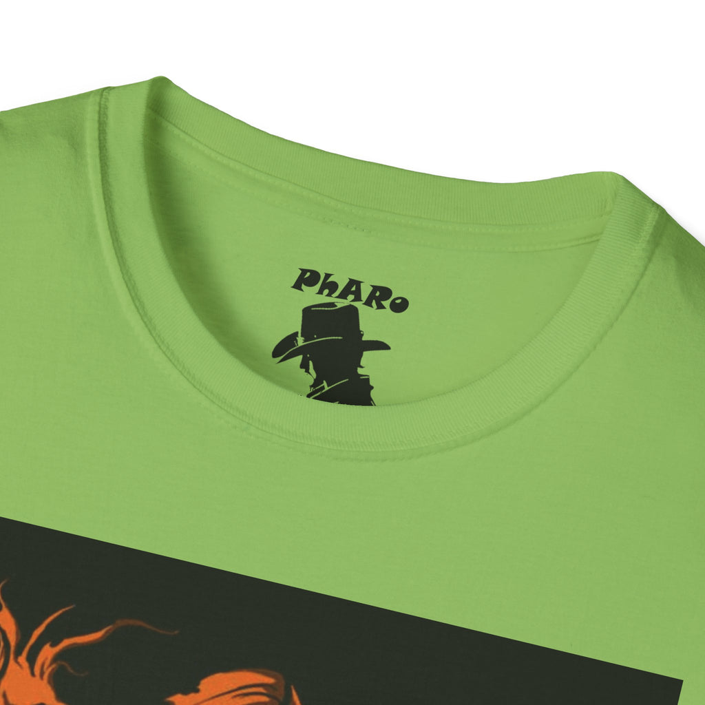 Unisex Softstyle T-Shirt - Orange Nunchuck Bold Graphic Design