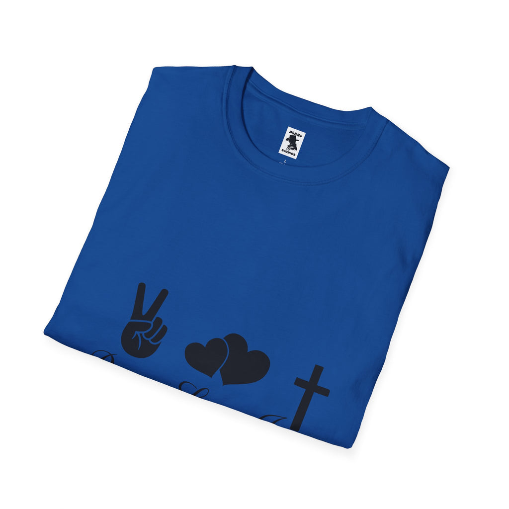 Peace Love Jesus T-Shirt | Unisex Softstyle Tee for Faith & Unity