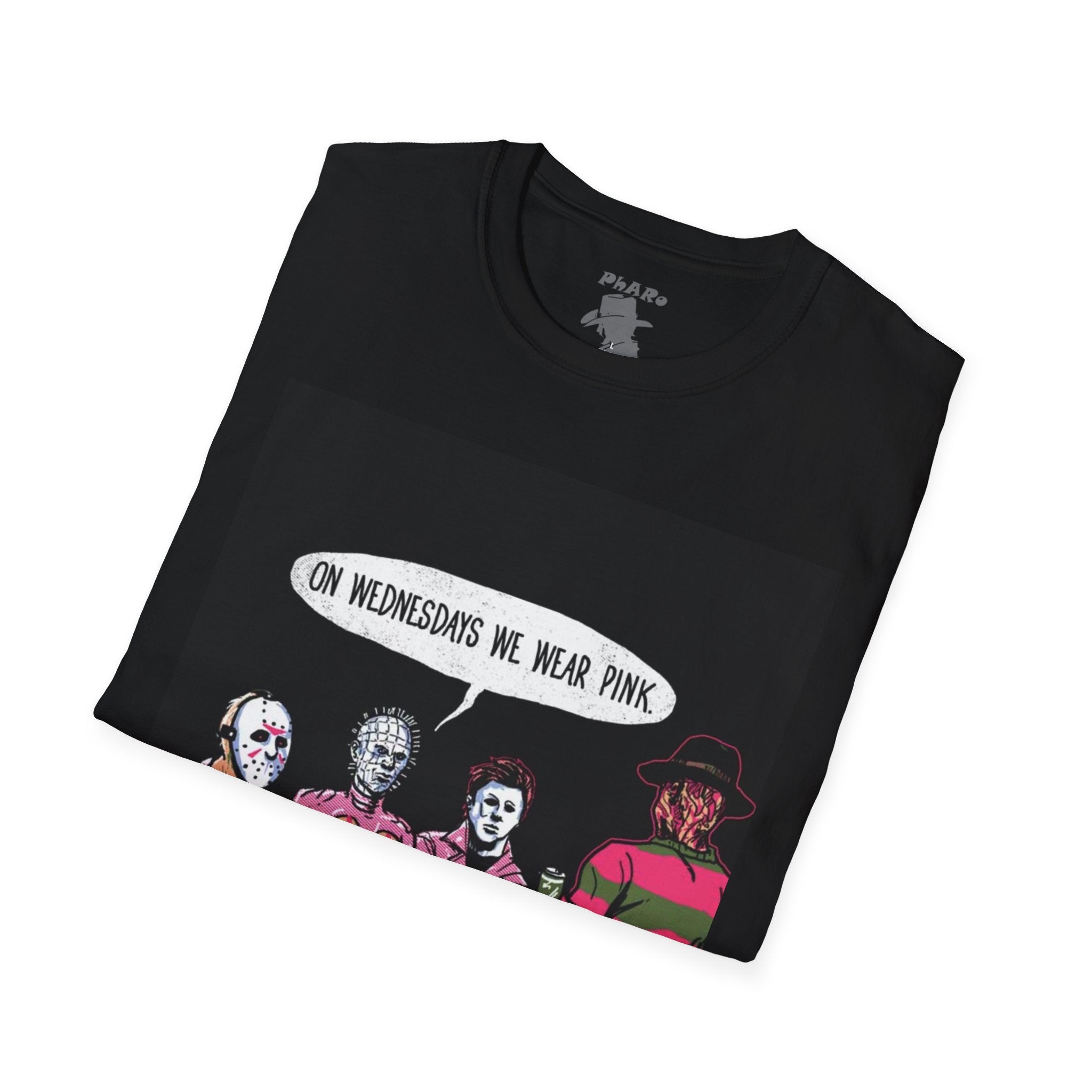 Unisex Softstyle T-Shirt - "On Wednesdays We Wear Pink" Horror Theme