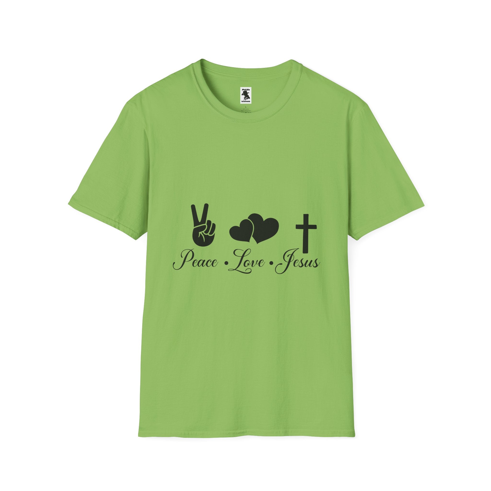 Peace Love Jesus T-Shirt | Unisex Softstyle Tee for Faith & Unity