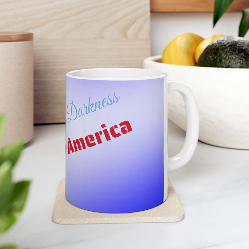 Courage in the Darkness Ceramic Mug, Inspirational Gift for Coffee Lovers, Motivational Tea Cup, American Pride Mug, Unique Home Decor