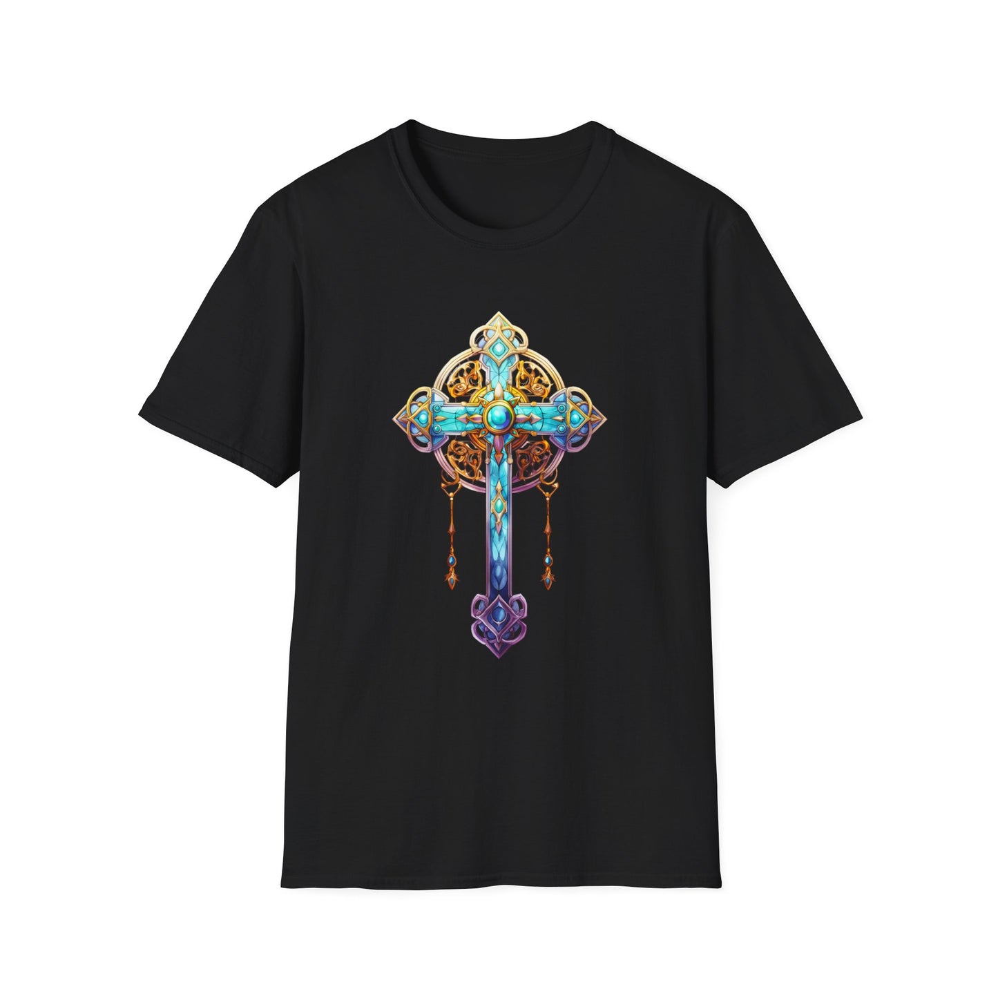 Ornate Cross T-Shirt — Colorful Jewel-Style Christian Tee