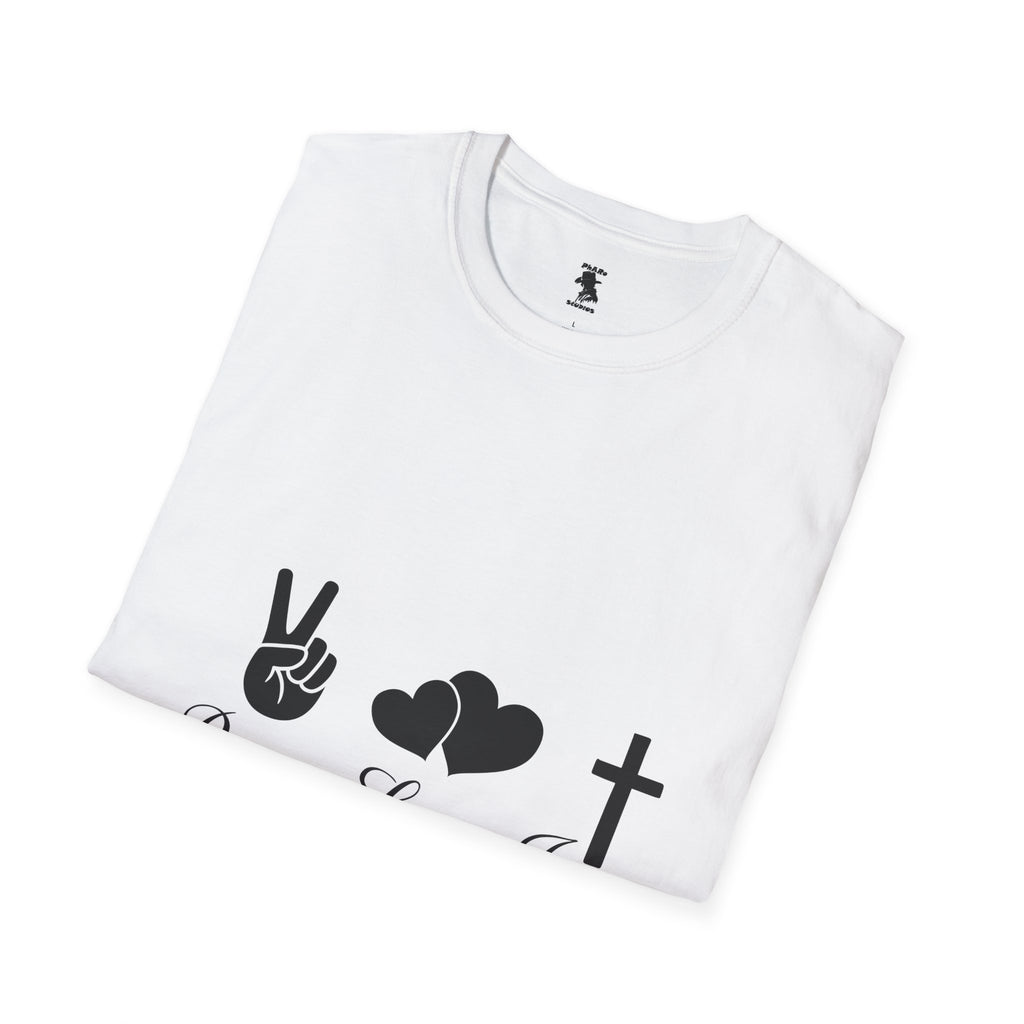 Peace Love Jesus T-Shirt | Unisex Softstyle Tee for Faith & Unity