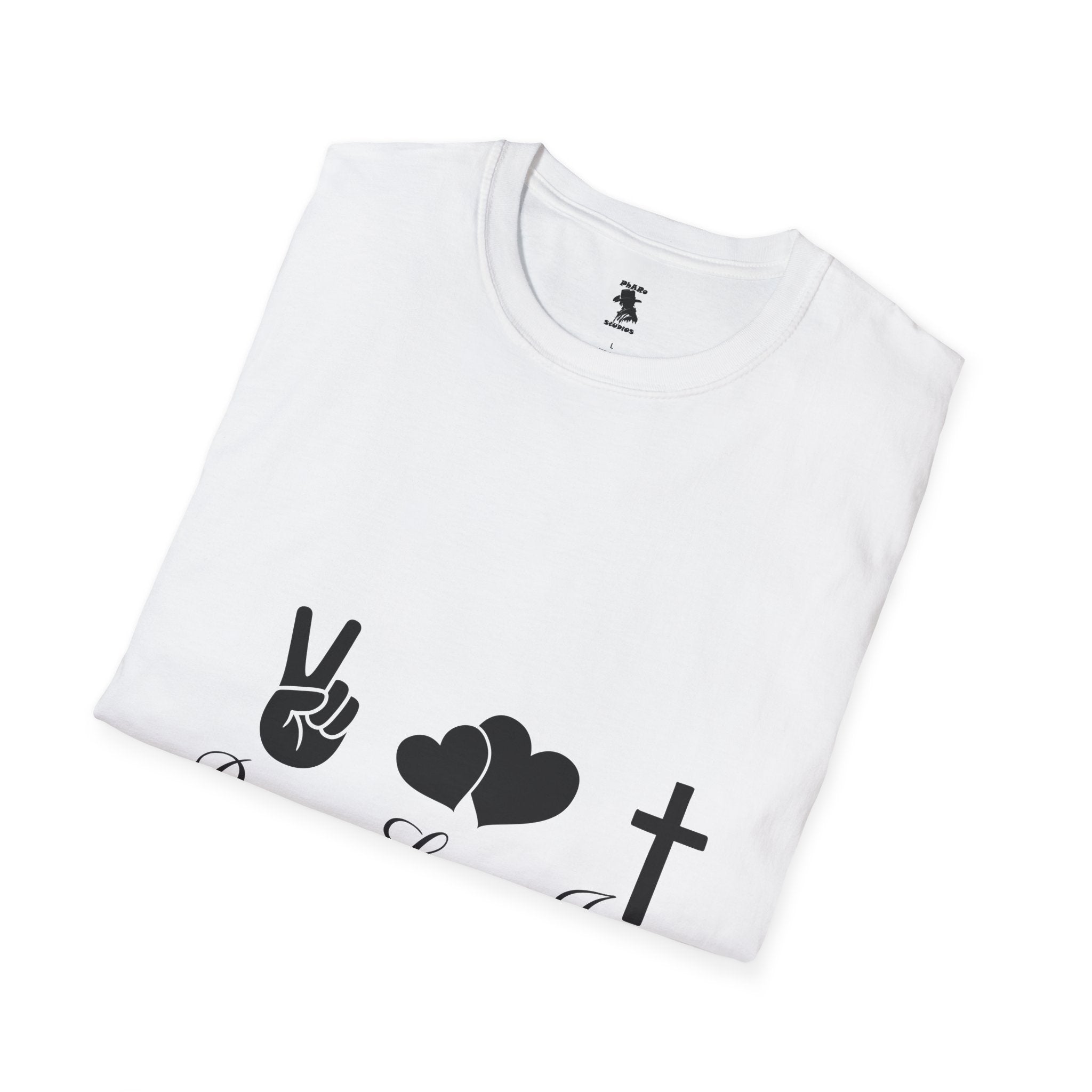 Peace Love Jesus T-Shirt | Unisex Softstyle Tee for Faith & Unity