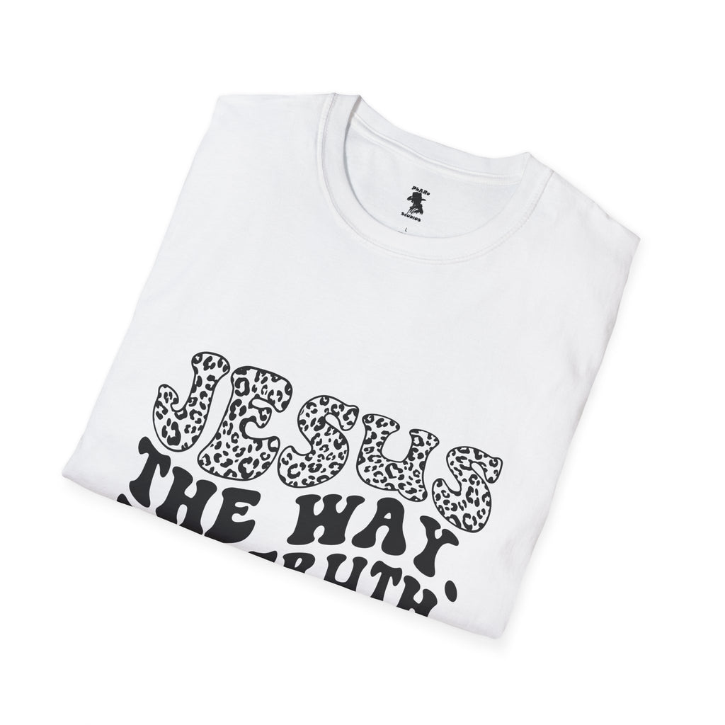 Inspirational Unisex Softstyle T-Shirt: 'Jesus - The Way, The Truth, The Life'