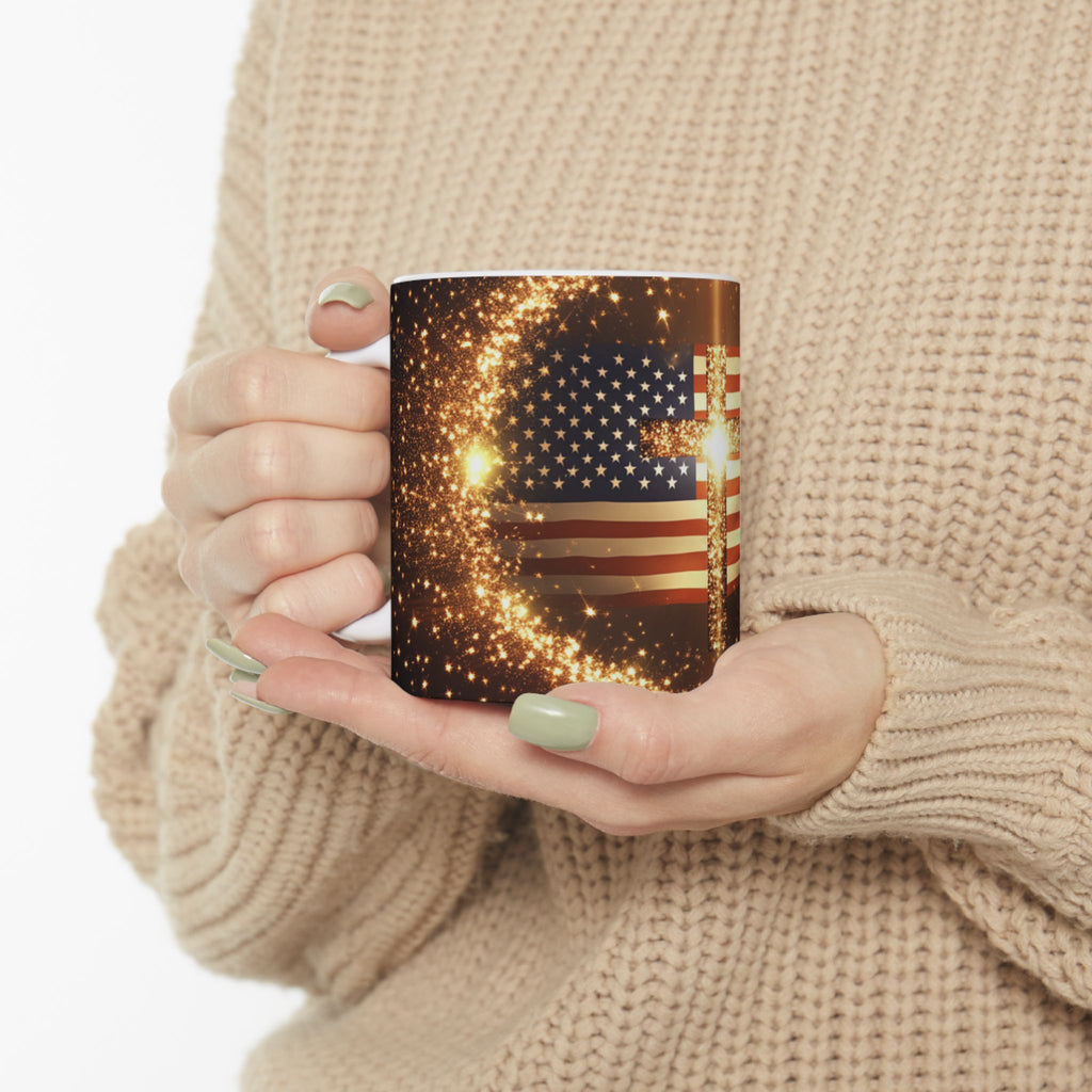 Founders Circle Ceramic Mug | Inspirational Coffee Cup | USA Flag Design | Perfect for Holidays, Gifts, and Everyday Use