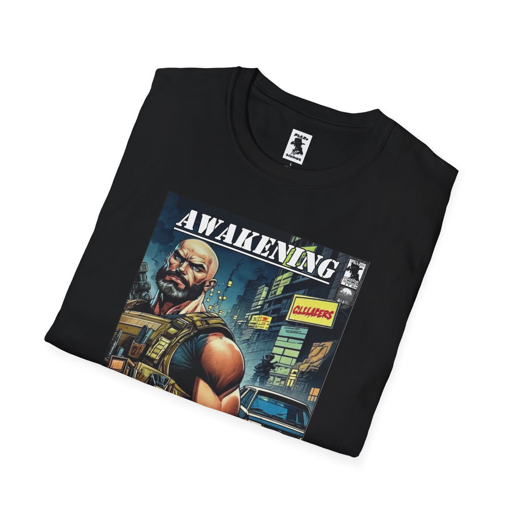 Awakening Graphic Unisex Softstyle T-Shirt - Bold Comic Style Design