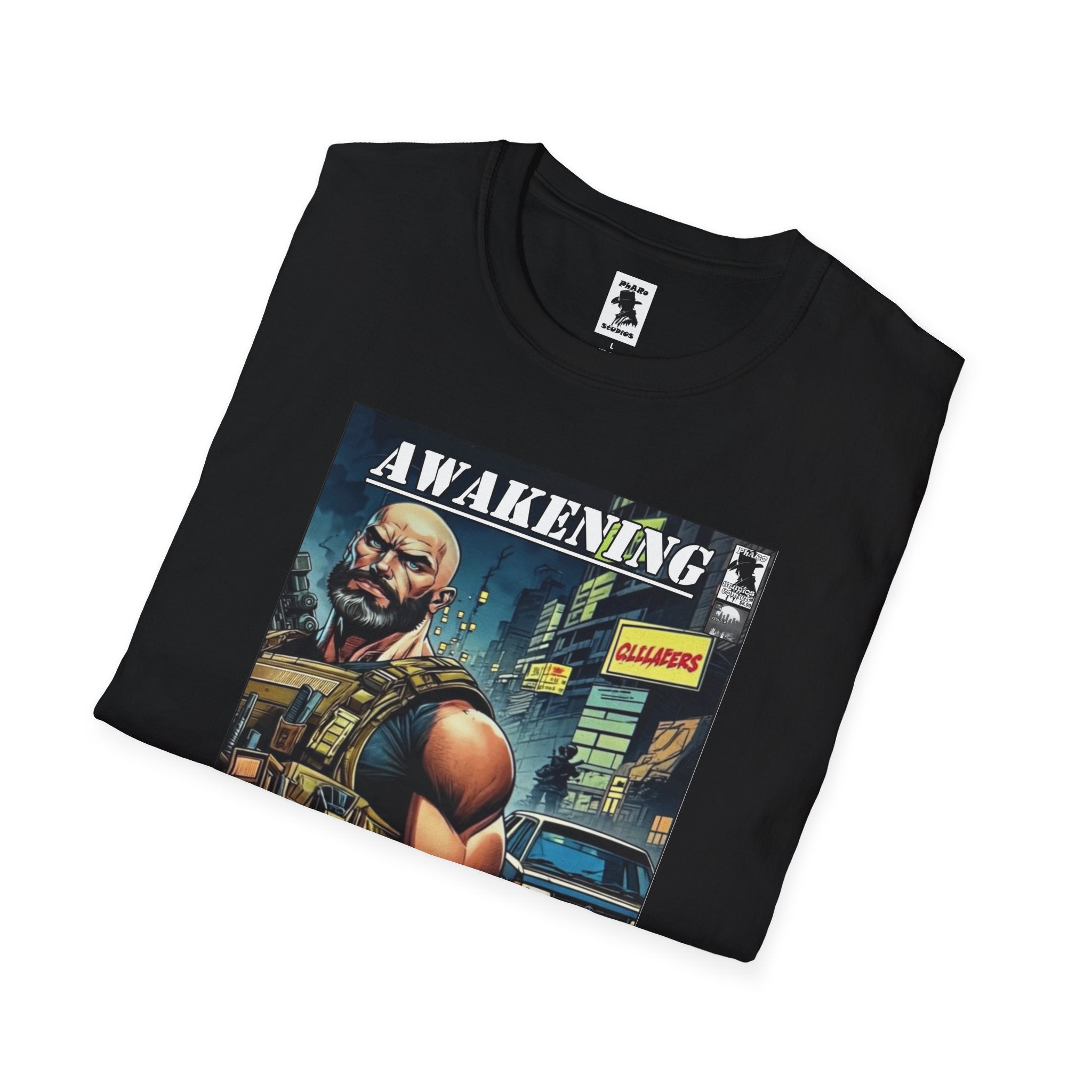 Awakening Graphic Unisex Softstyle T-Shirt - Bold Comic Style Design