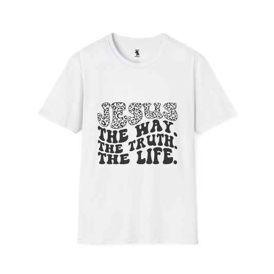 Inspirational Unisex Softstyle T-Shirt: 'Jesus - The Way, The Truth, The Life'
