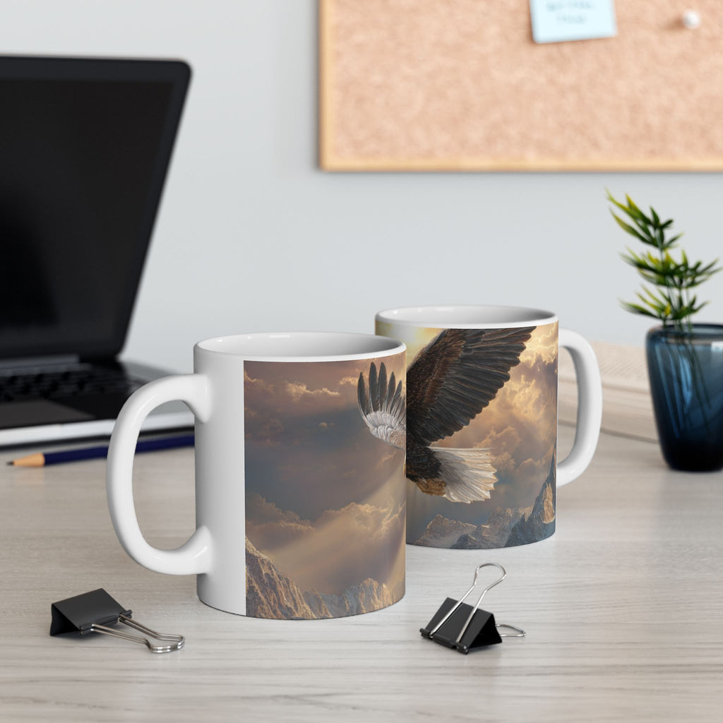 Patriots of Courage Ceramic Mug - Nature Lover Gift, Wildlife Decor, Coffee Mug for Bird Enthusiasts, Imagery of Freedom, Nature Coffee Cup