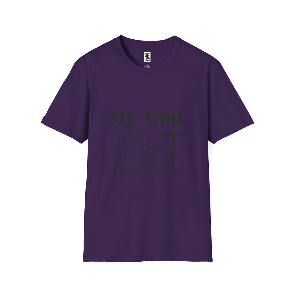 Inspirational Christian T-Shirt - My God Waymaker, Miracle Worker, Promise Keeper