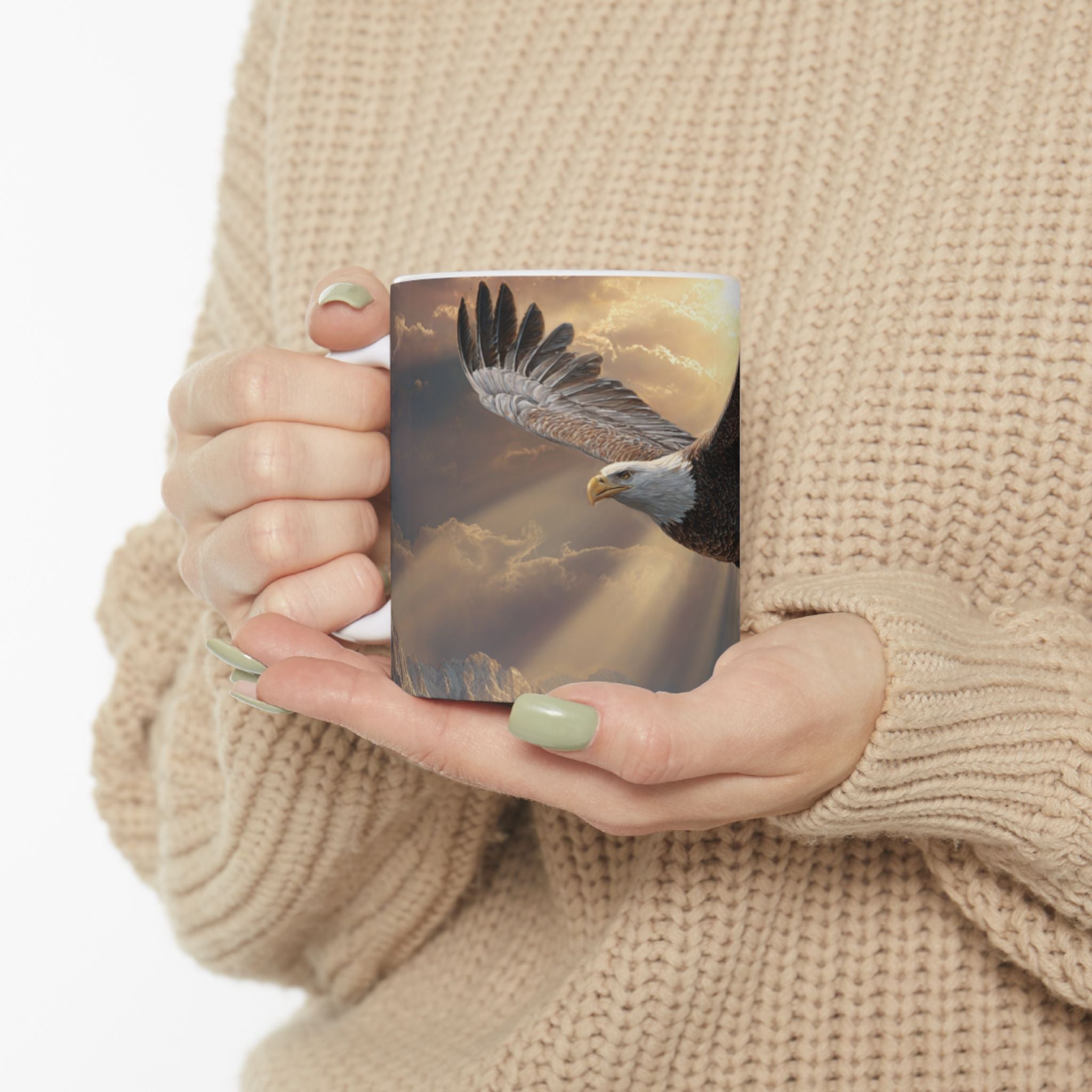 Patriots of Courage Ceramic Mug - Nature Lover Gift, Wildlife Decor, Coffee Mug for Bird Enthusiasts, Imagery of Freedom, Nature Coffee Cup