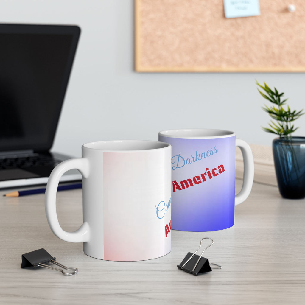 Courage in the Darkness Ceramic Mug, Inspirational Gift for Coffee Lovers, Motivational Tea Cup, American Pride Mug, Unique Home Decor