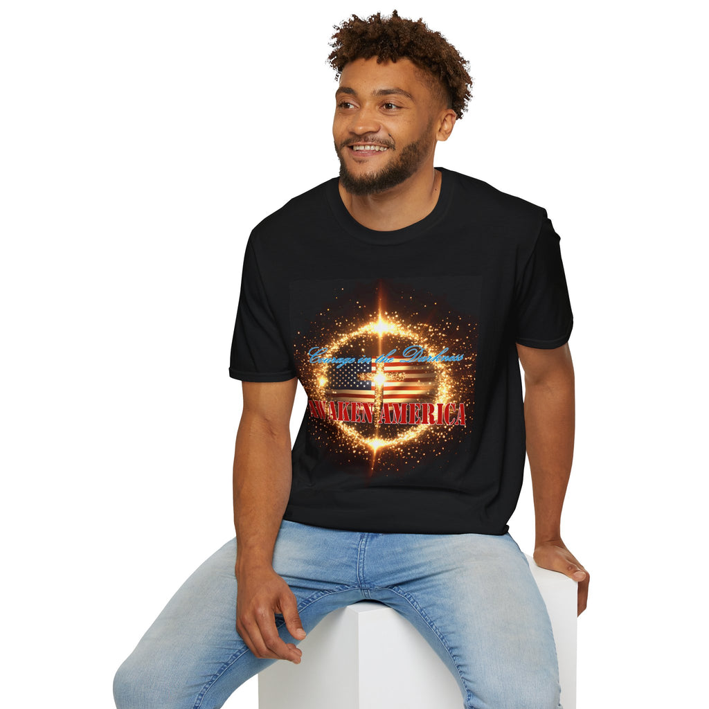 Courage in the Darkness T-Shirt – Celebrate American Pride, Unisex Softstyle Tee