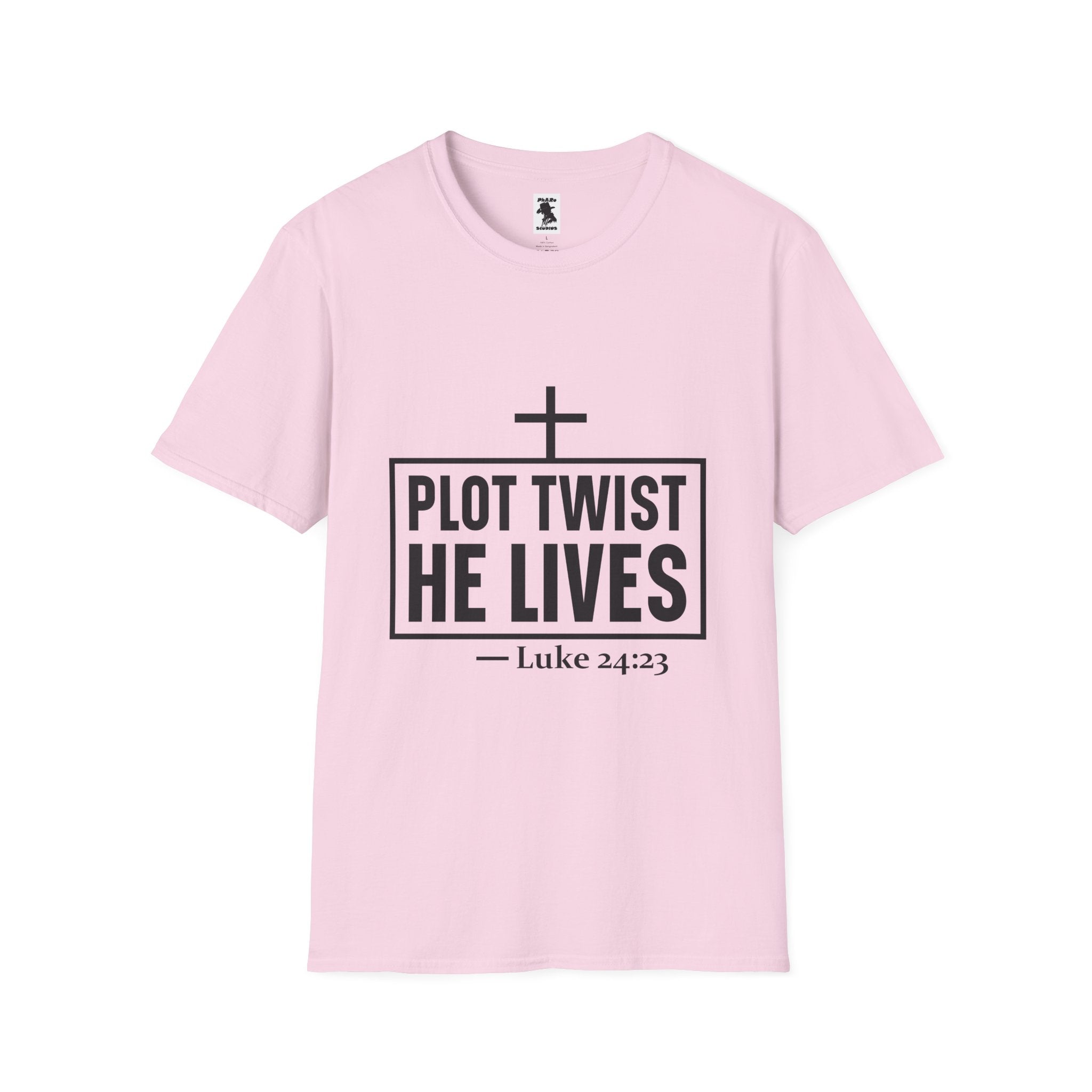 Unisex Softstyle T-Shirt - 'Plot Twist He Lives' Inspirational Faith Shirt