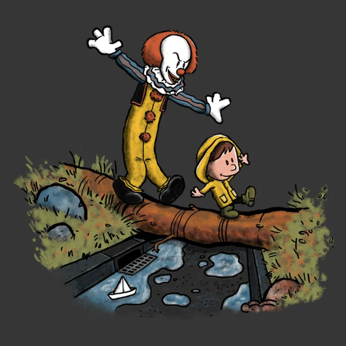 Unisex Softstyle T-Shirt - Spooky Pennywise & Geogie Horror