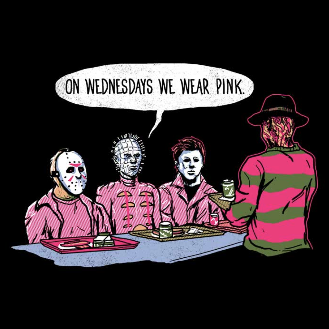 Unisex Softstyle T-Shirt - "On Wednesdays We Wear Pink" Horror Theme