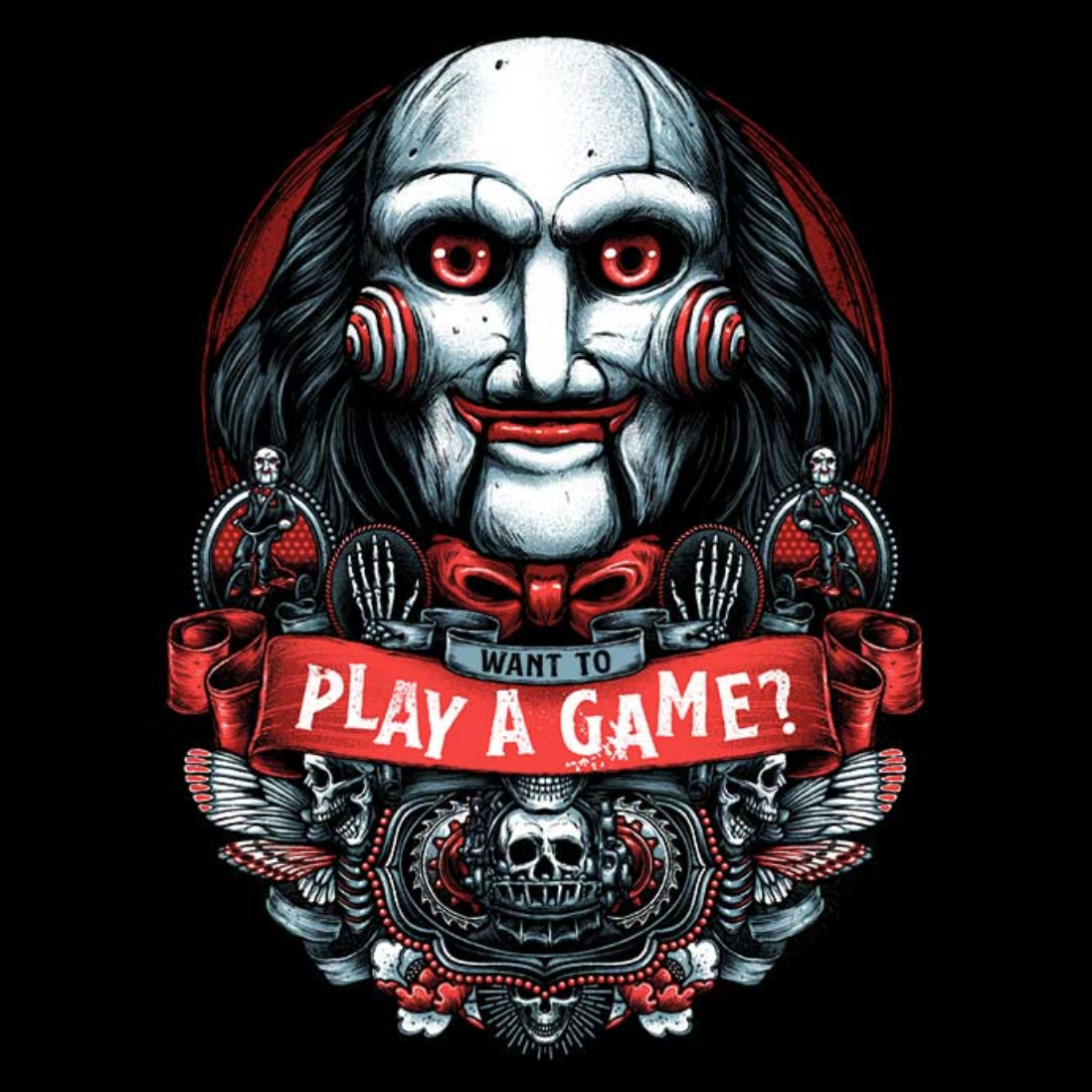 Creepy Game Jigsaw Unisex Softstyle T-Shirt - Perfect for Halloween and Horror Fans