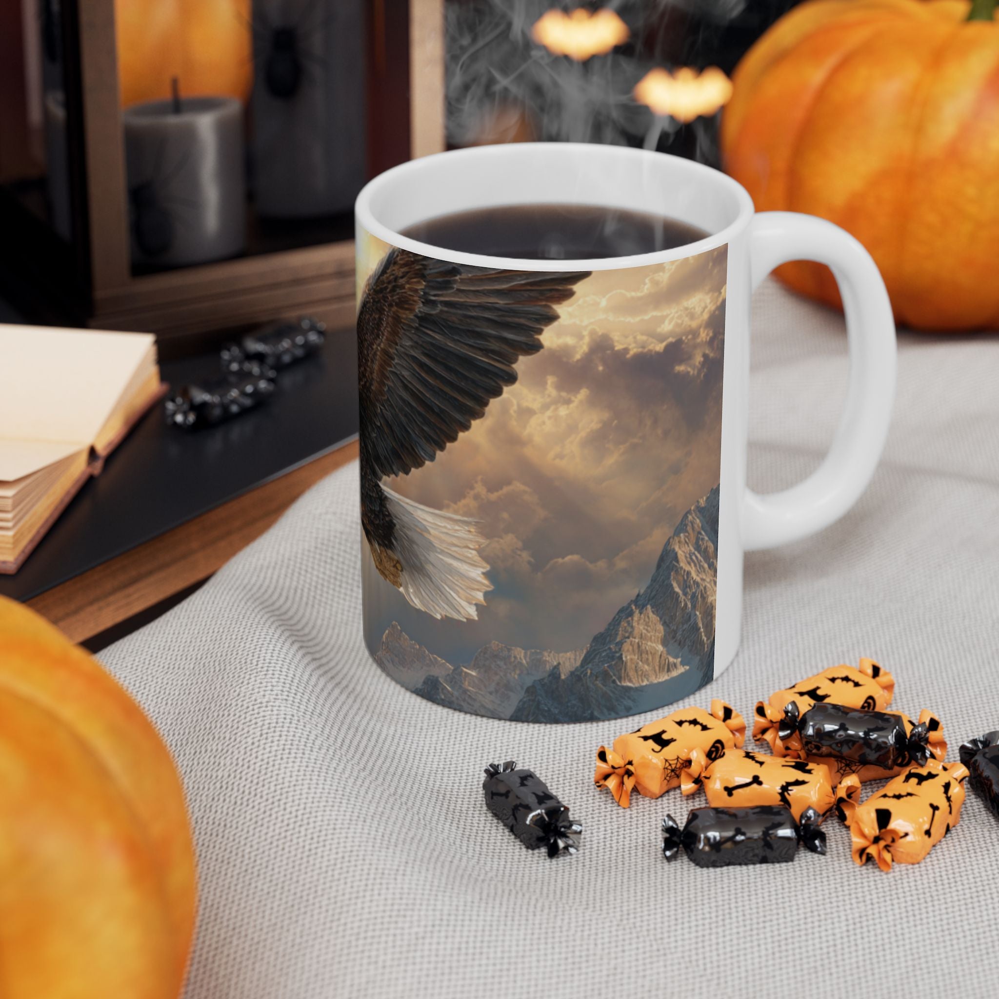 Patriots of Courage Ceramic Mug - Nature Lover Gift, Wildlife Decor, Coffee Mug for Bird Enthusiasts, Imagery of Freedom, Nature Coffee Cup
