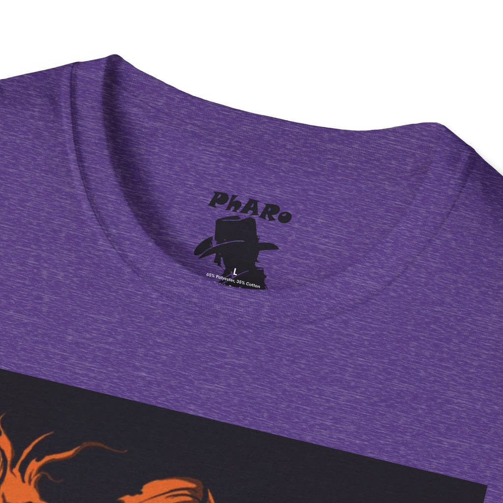 Unisex Softstyle T-Shirt - Orange Nunchuck Bold Graphic Design