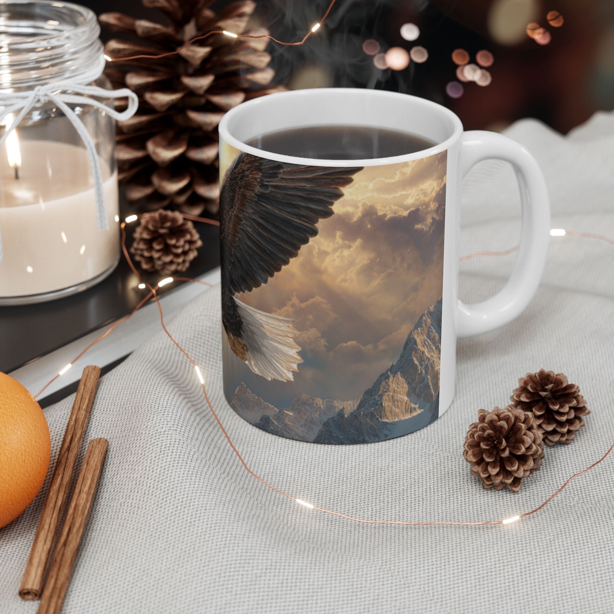 Patriots of Courage Ceramic Mug - Nature Lover Gift, Wildlife Decor, Coffee Mug for Bird Enthusiasts, Imagery of Freedom, Nature Coffee Cup