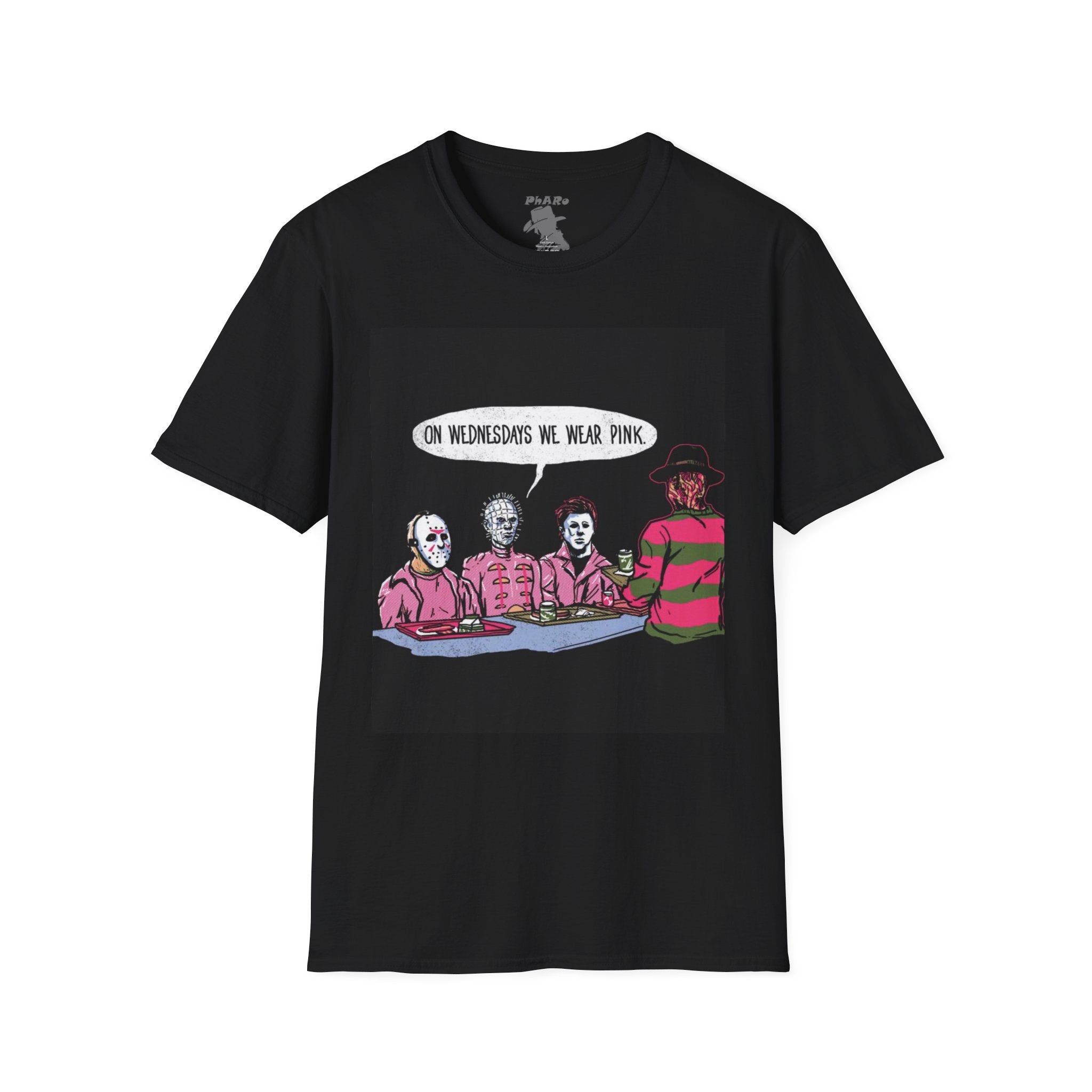 Unisex Softstyle T-Shirt - "On Wednesdays We Wear Pink" Horror Theme