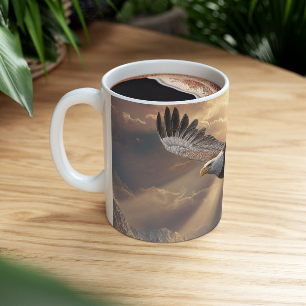 Patriots of Courage Ceramic Mug - Nature Lover Gift, Wildlife Decor, Coffee Mug for Bird Enthusiasts, Imagery of Freedom, Nature Coffee Cup