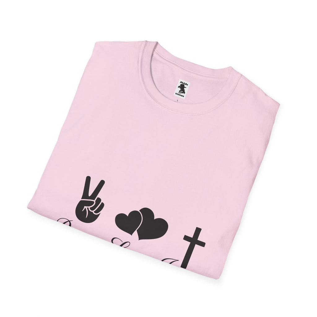 Peace Love Jesus T-Shirt | Unisex Softstyle Tee for Faith & Unity