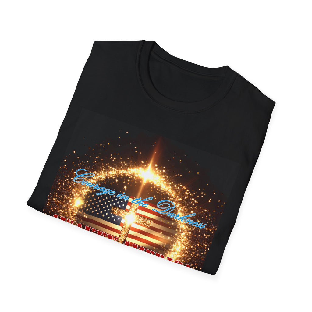 Courage in the Darkness T-Shirt – Celebrate American Pride, Unisex Softstyle Tee