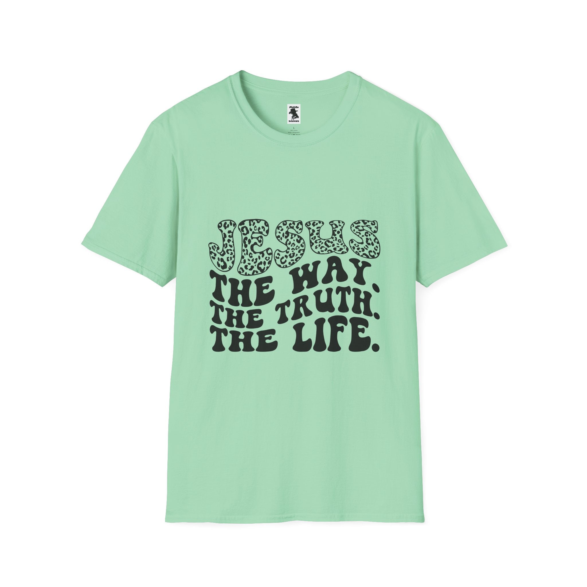Inspirational Unisex Softstyle T-Shirt: 'Jesus - The Way, The Truth, The Life'
