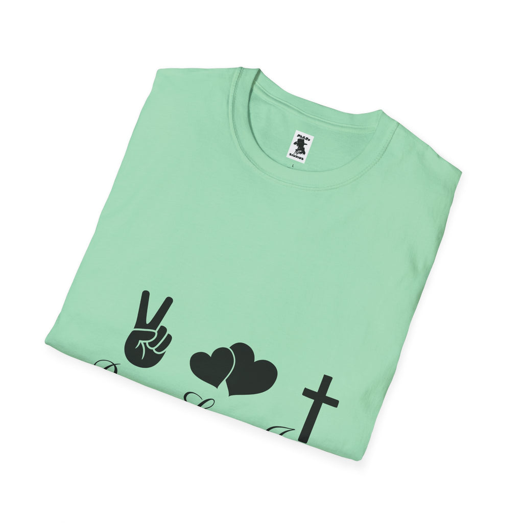 Peace Love Jesus T-Shirt | Unisex Softstyle Tee for Faith & Unity
