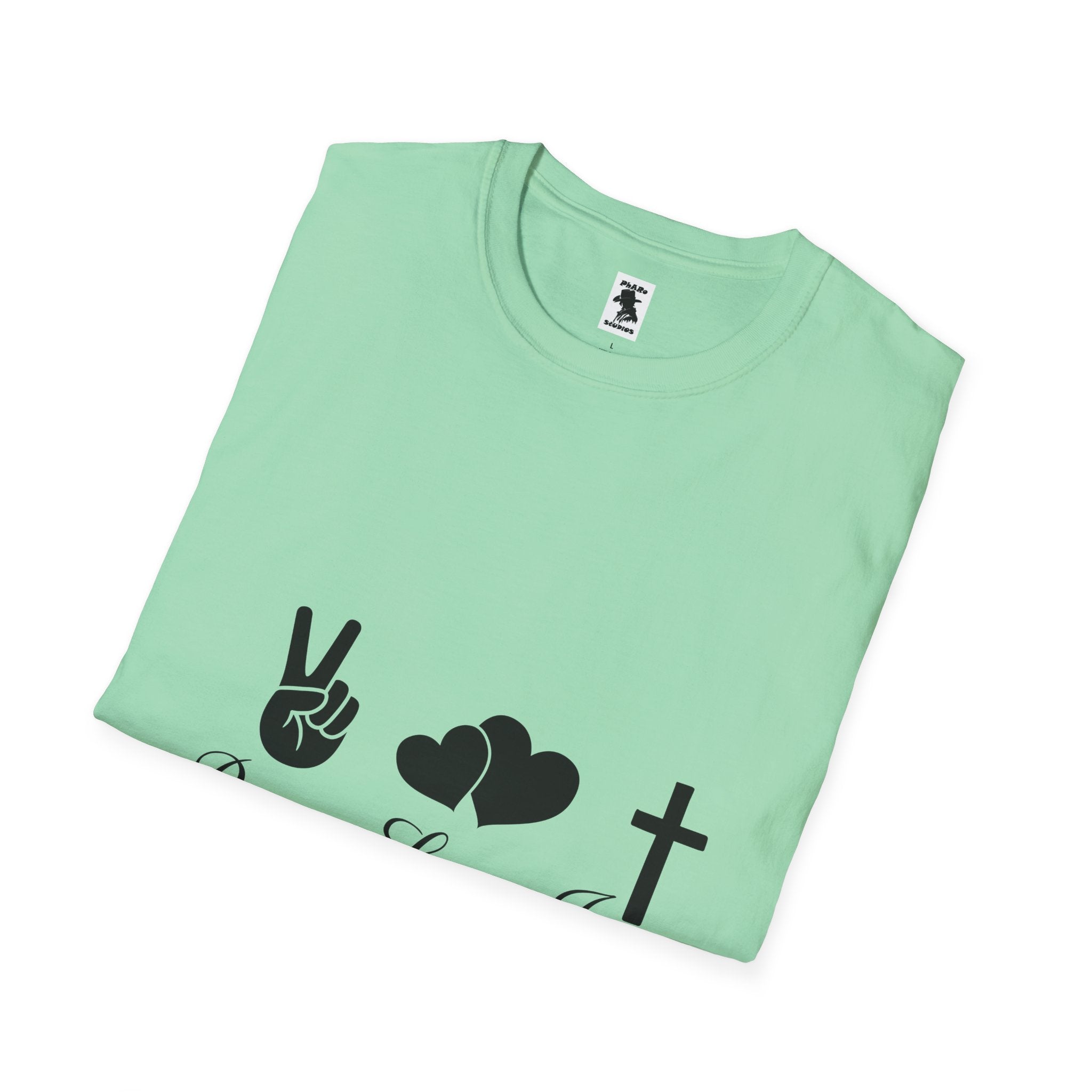 Peace Love Jesus T-Shirt | Unisex Softstyle Tee for Faith & Unity