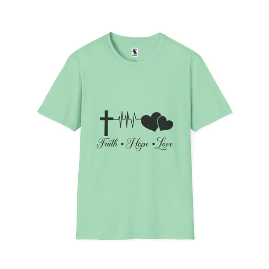 Faith Hope Love Unisex Softstyle T-Shirt - Inspirational Graphic Tee