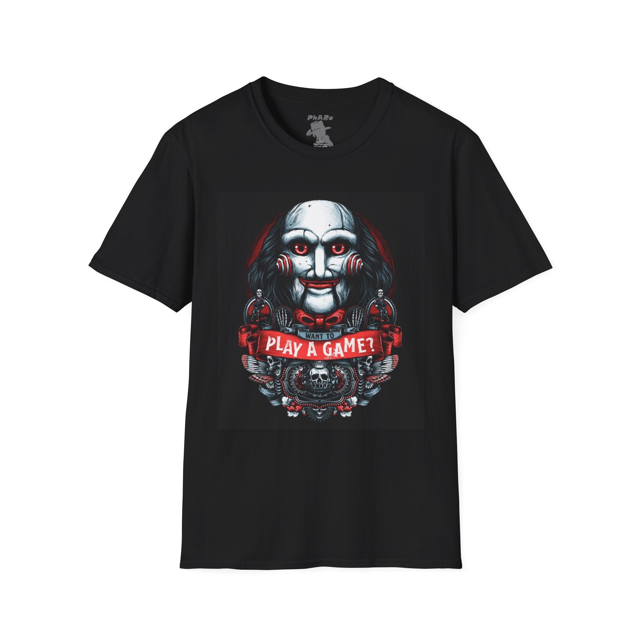 Creepy Game Jigsaw Unisex Softstyle T-Shirt - Perfect for Halloween and Horror Fans