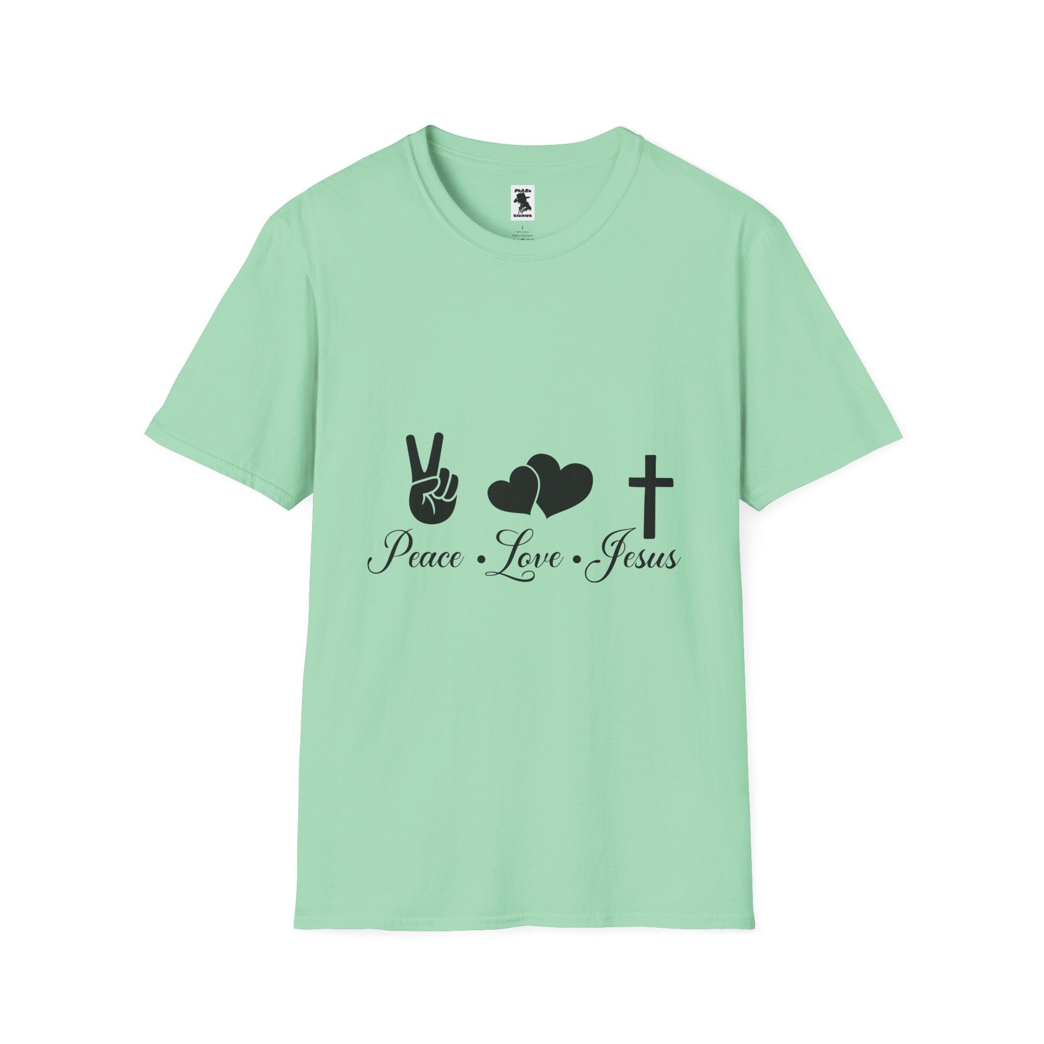 Peace Love Jesus T-Shirt | Unisex Softstyle Tee for Faith & Unity