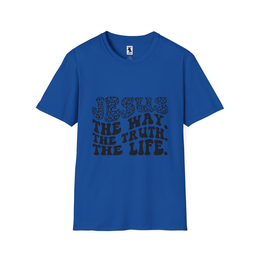 Inspirational Unisex Softstyle T-Shirt: 'Jesus - The Way, The Truth, The Life'
