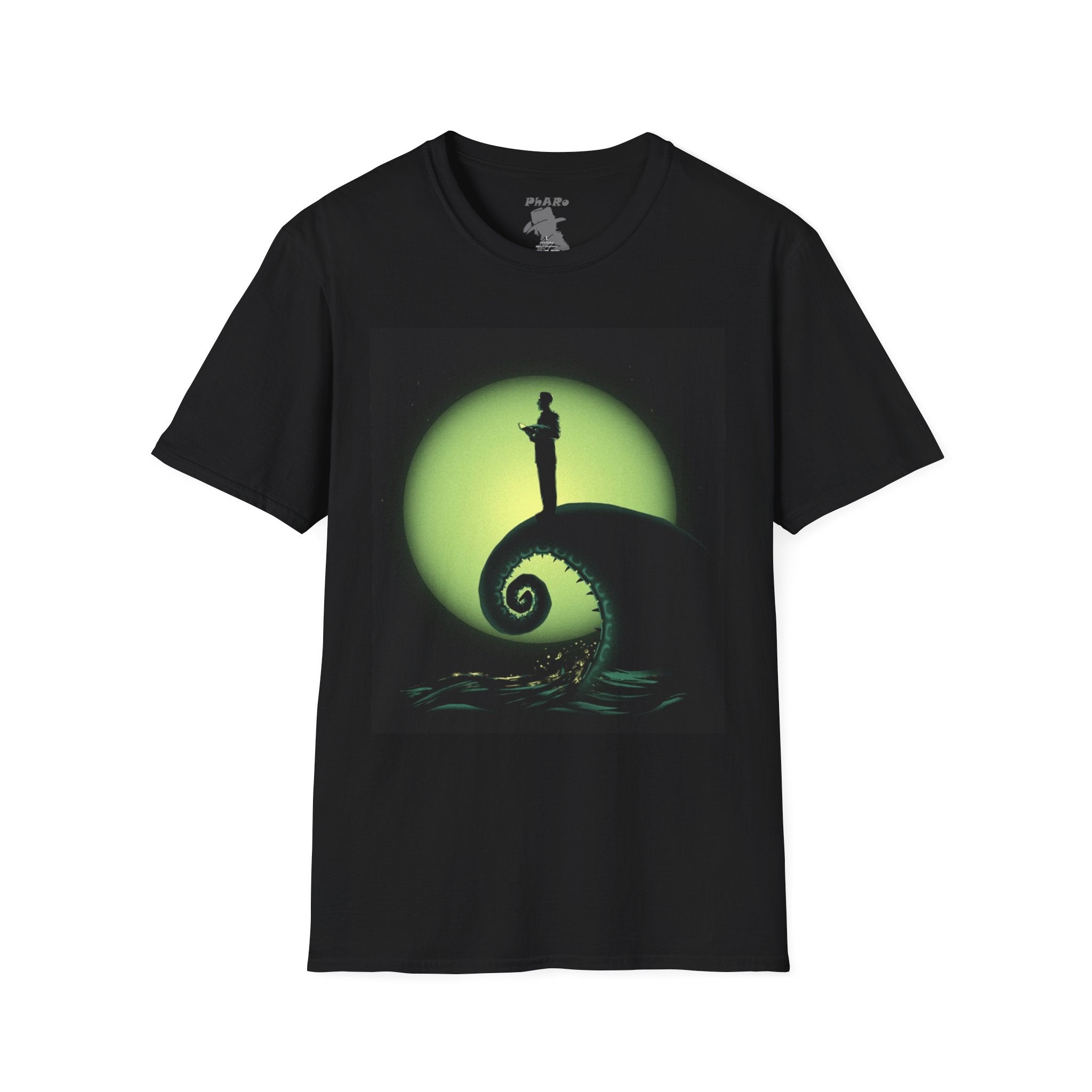 Unisex Softstyle T-Shirt - Minimalist Lovecraftian Green Moon Design