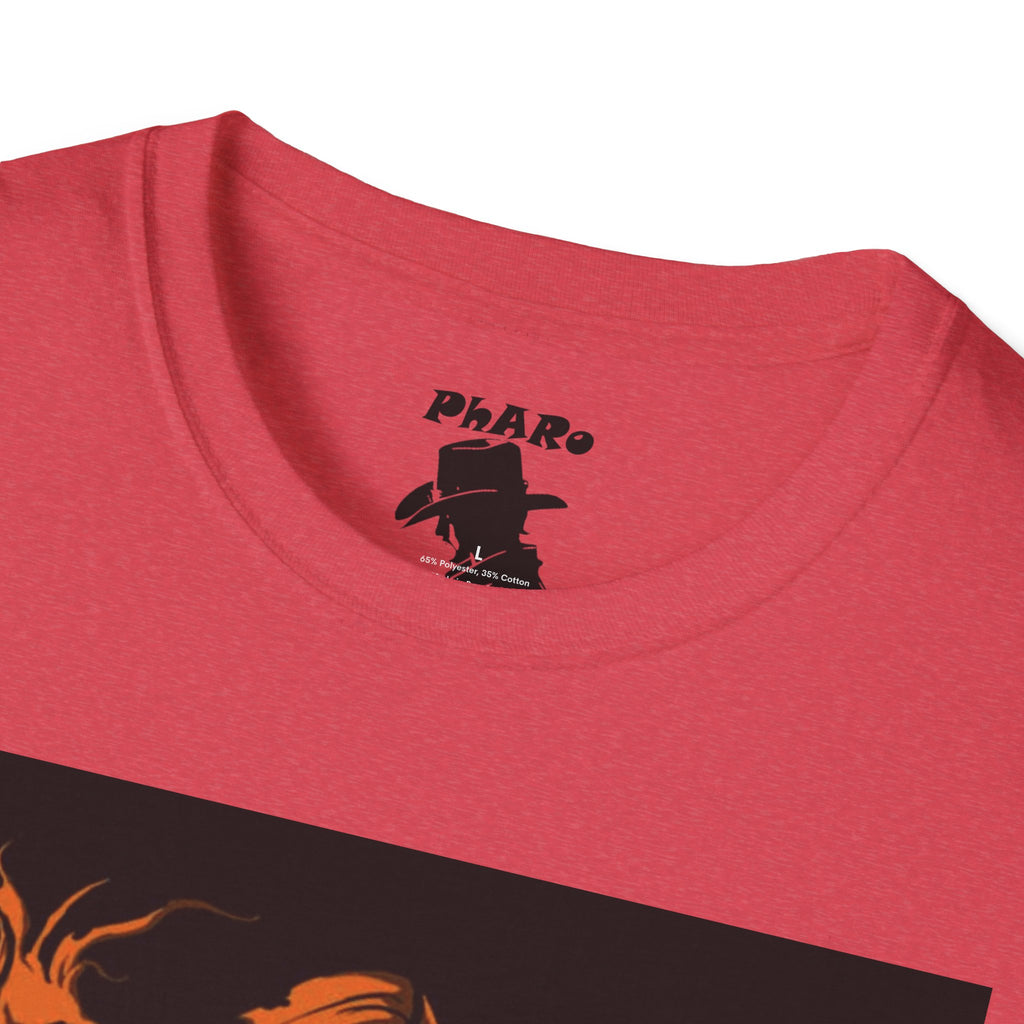 Unisex Softstyle T-Shirt - Orange Nunchuck Bold Graphic Design