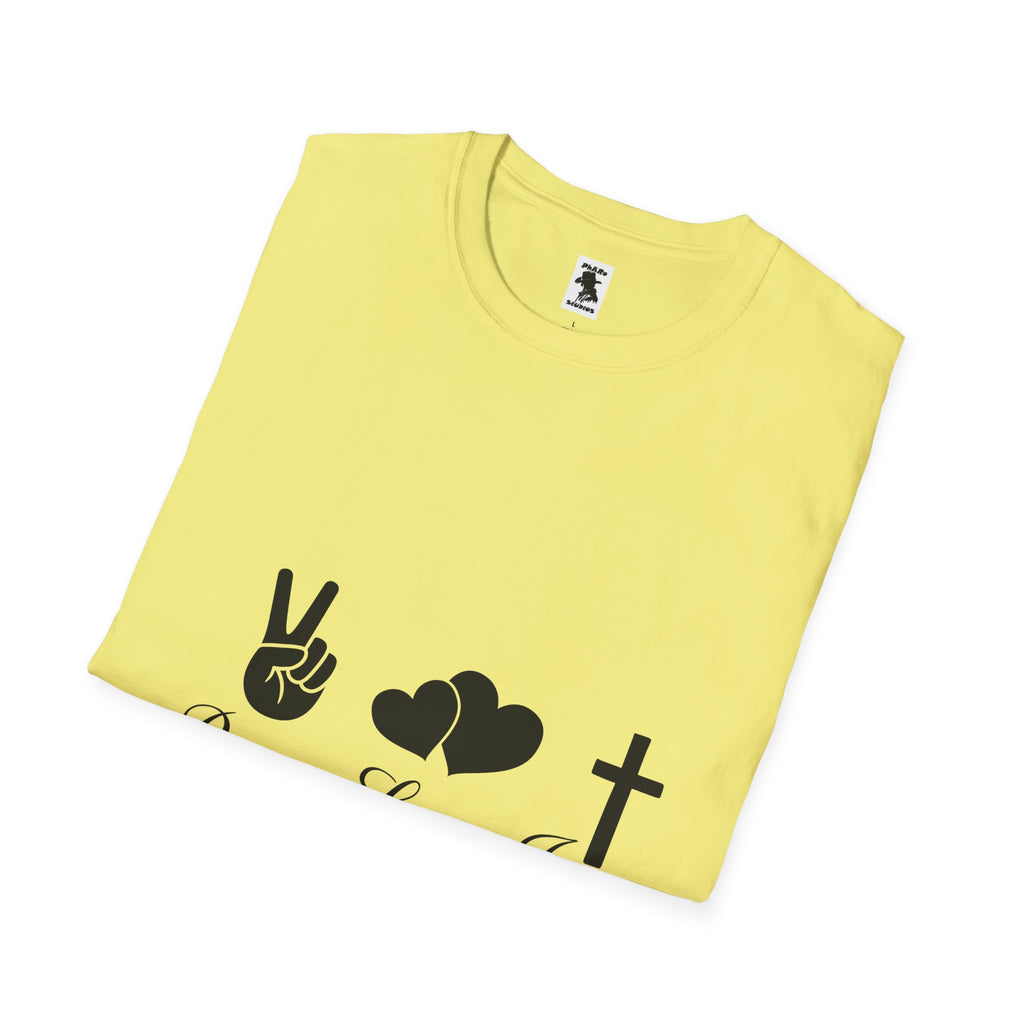 Peace Love Jesus T-Shirt | Unisex Softstyle Tee for Faith & Unity