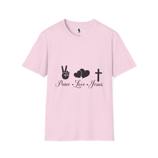 Peace Love Jesus T-Shirt | Unisex Softstyle Tee for Faith & Unity