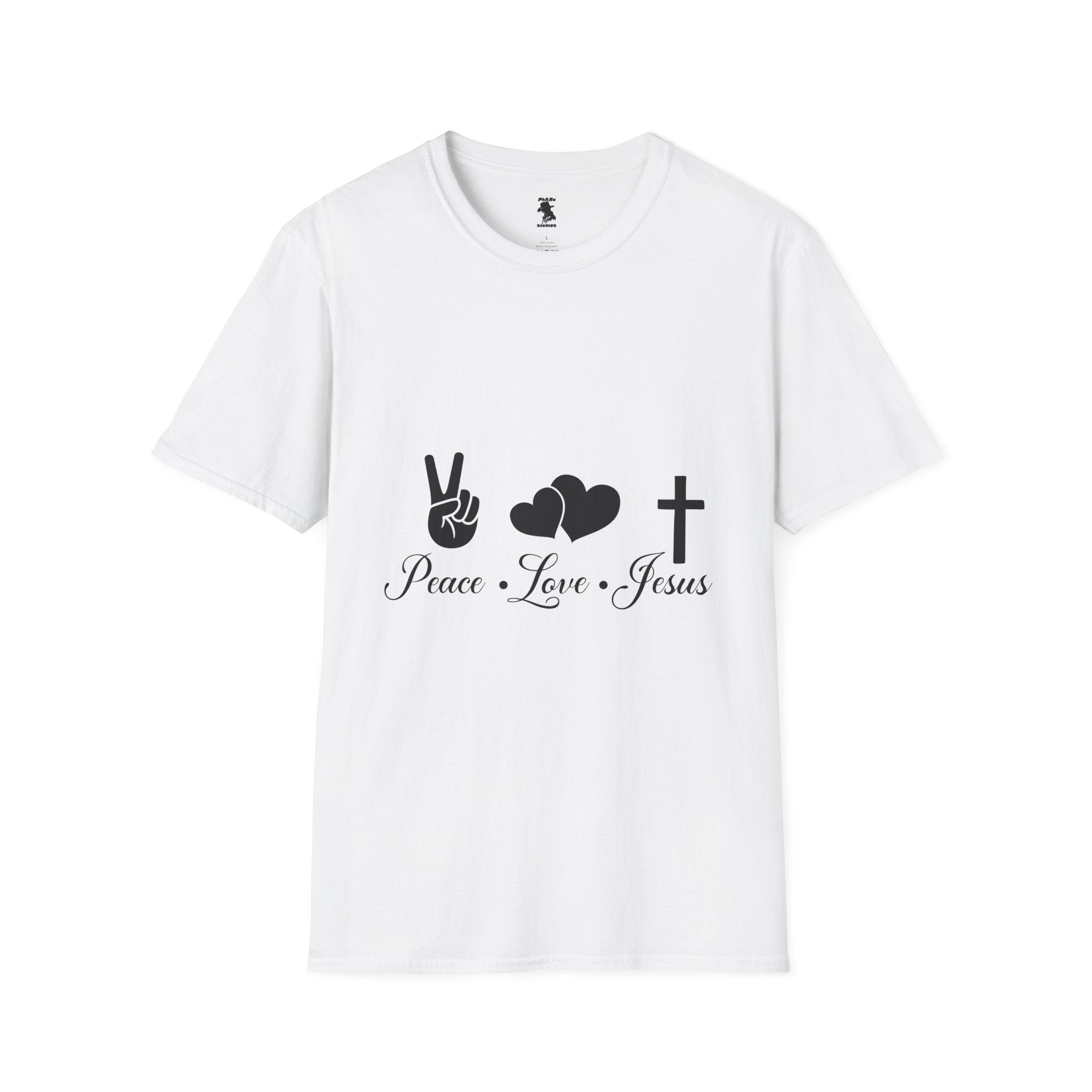 Peace Love Jesus T-Shirt | Unisex Softstyle Tee for Faith & Unity
