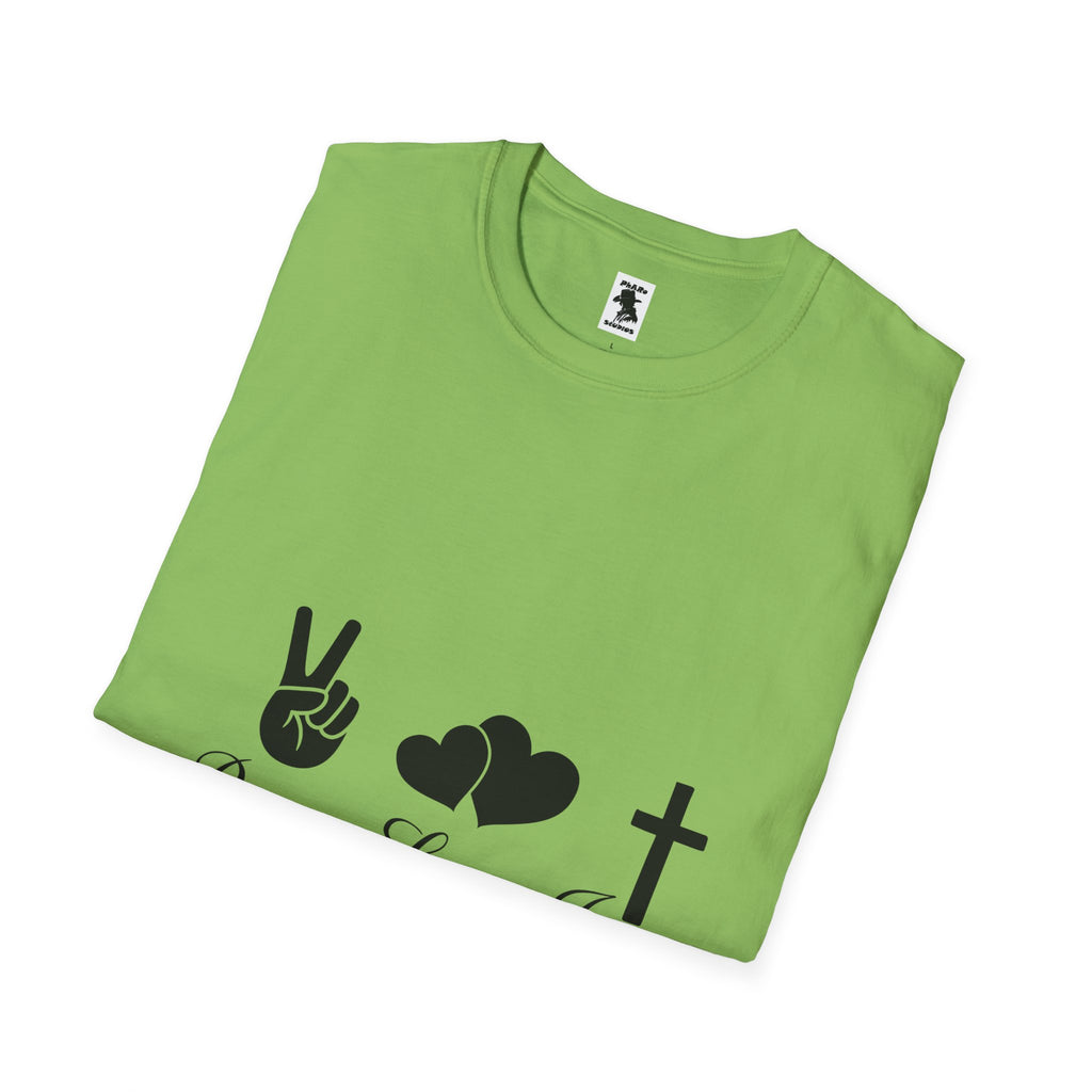 Peace Love Jesus T-Shirt | Unisex Softstyle Tee for Faith & Unity