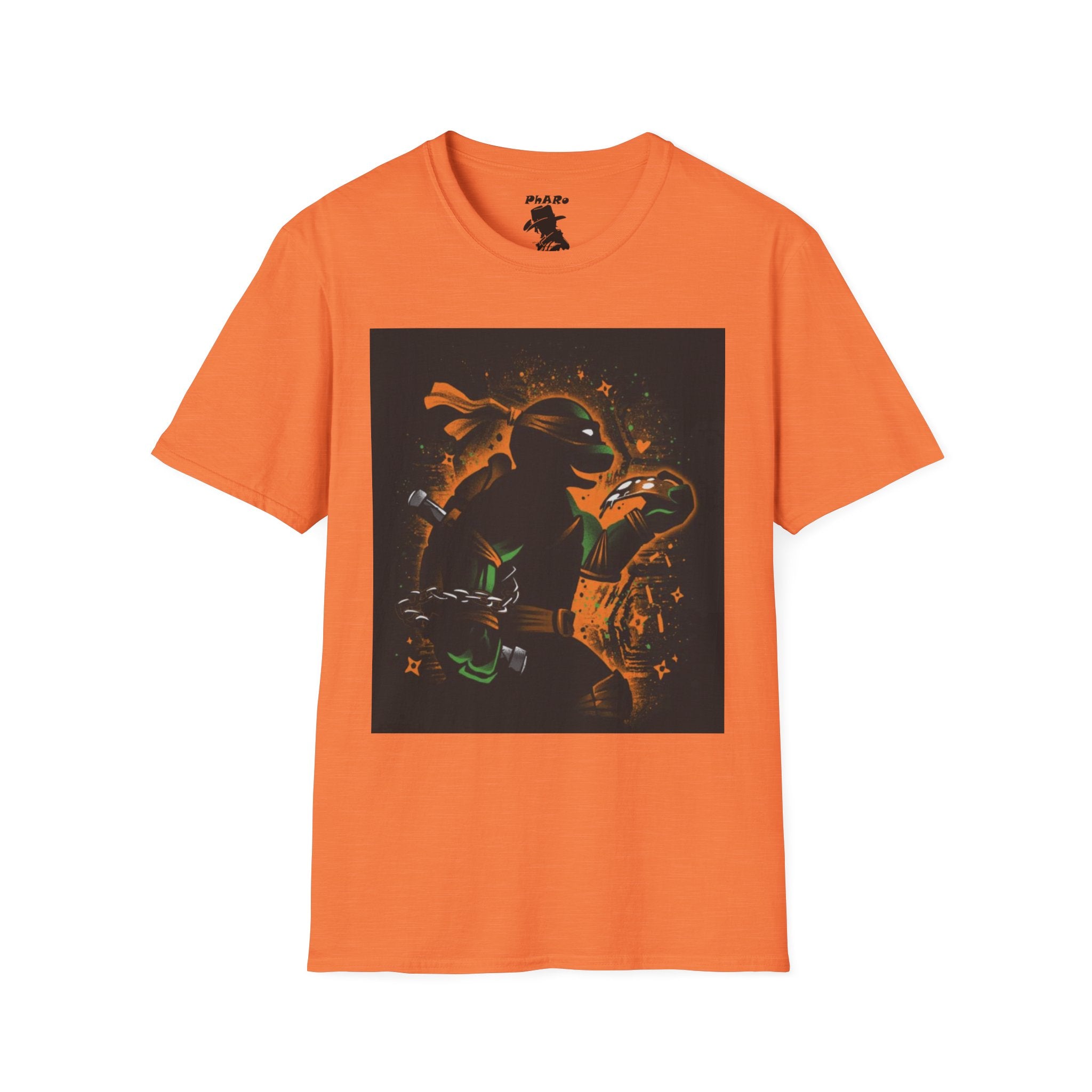 Bold Graphic Unisex T-Shirt - Edgy Design with Orange and Green Elements