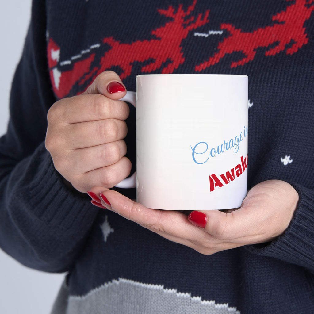 Courage in the Darkness Ceramic Mug, Inspirational Gift for Coffee Lovers, Motivational Tea Cup, American Pride Mug, Unique Home Decor